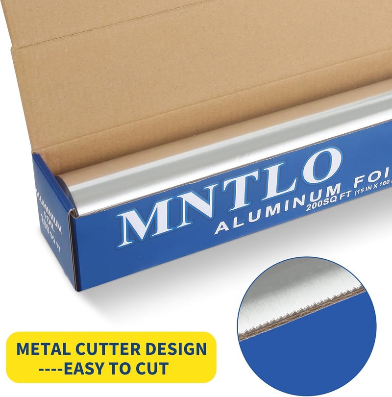 MNTLO Super Thick Heavy Duty Grilling Aluminum Foil - 15" x 200 SQ FT(About 30% Thicker Than Regular Heavy Duty Foil) - for Grilling, BBQ, Cooking, Food Preservation & Storage, Commercial Use - Image 3
